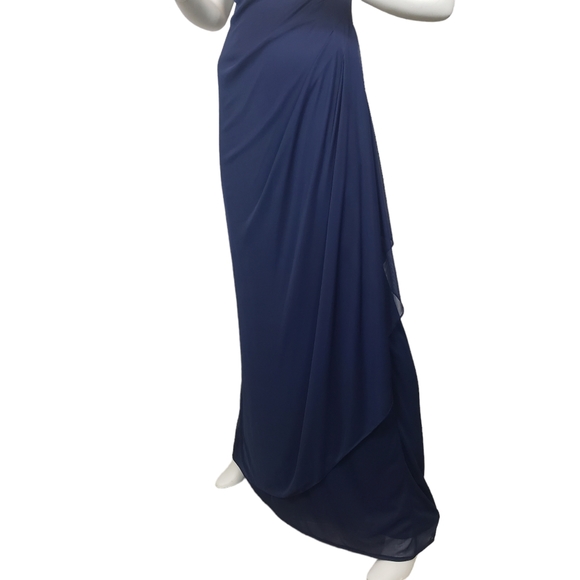 David's Bridal Illusion Sleeveless Long Gown Dress 4 - Picture 6 of 13